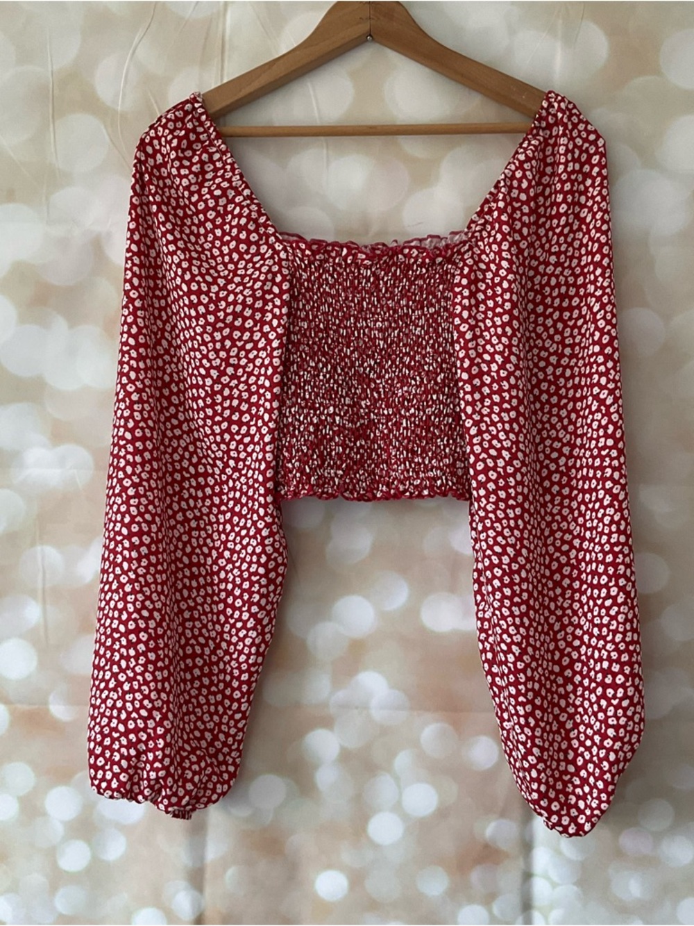 RESA Long Sleeve Red Floral Crop Top